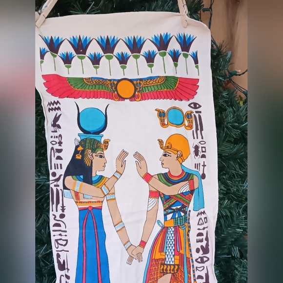 Egypt Cotton Fabric Colorful, Heiroglyphics 30" x 15" - Picture 6 of 6
